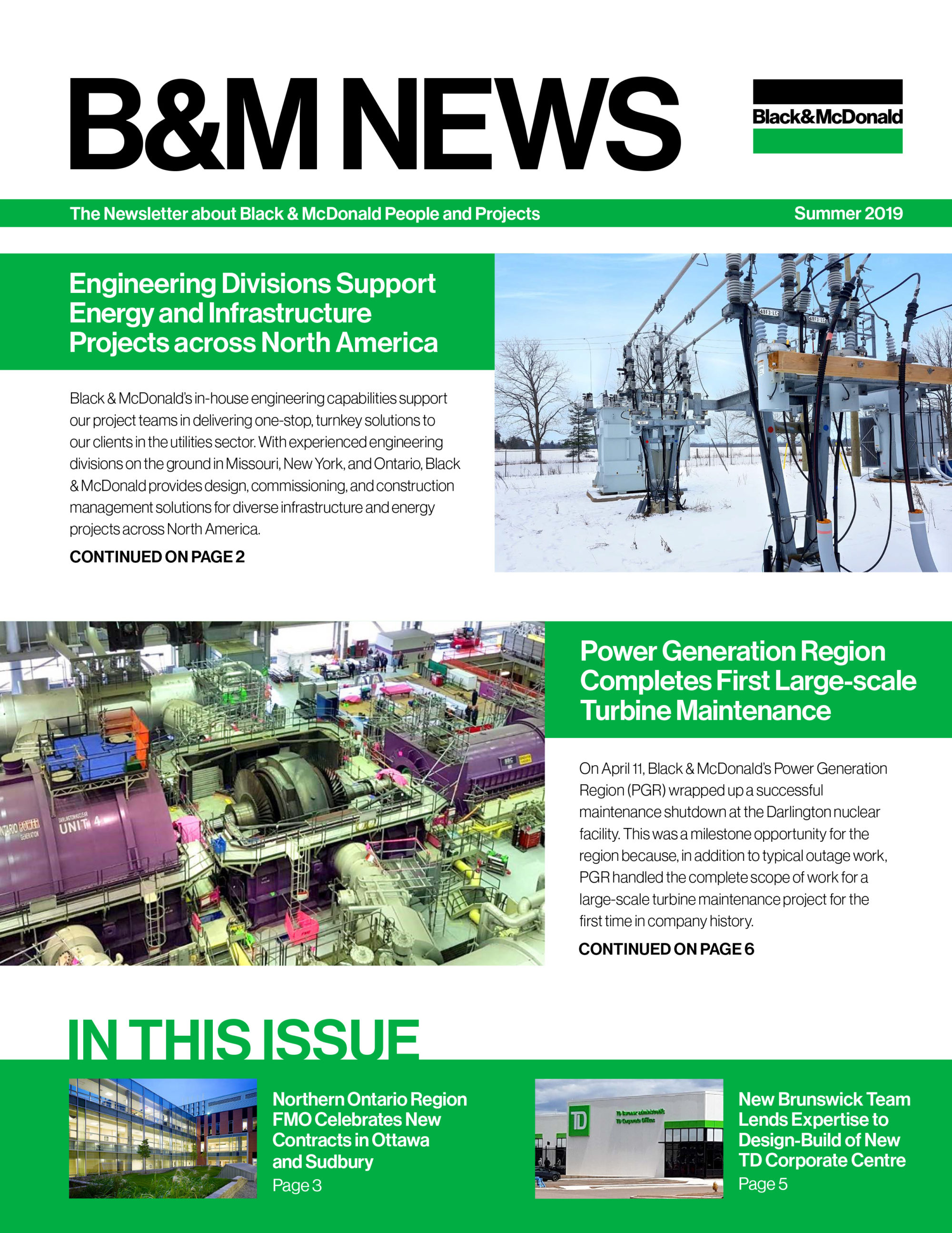 Black & McDonald's quarterly newsletter for summer 2019 in English