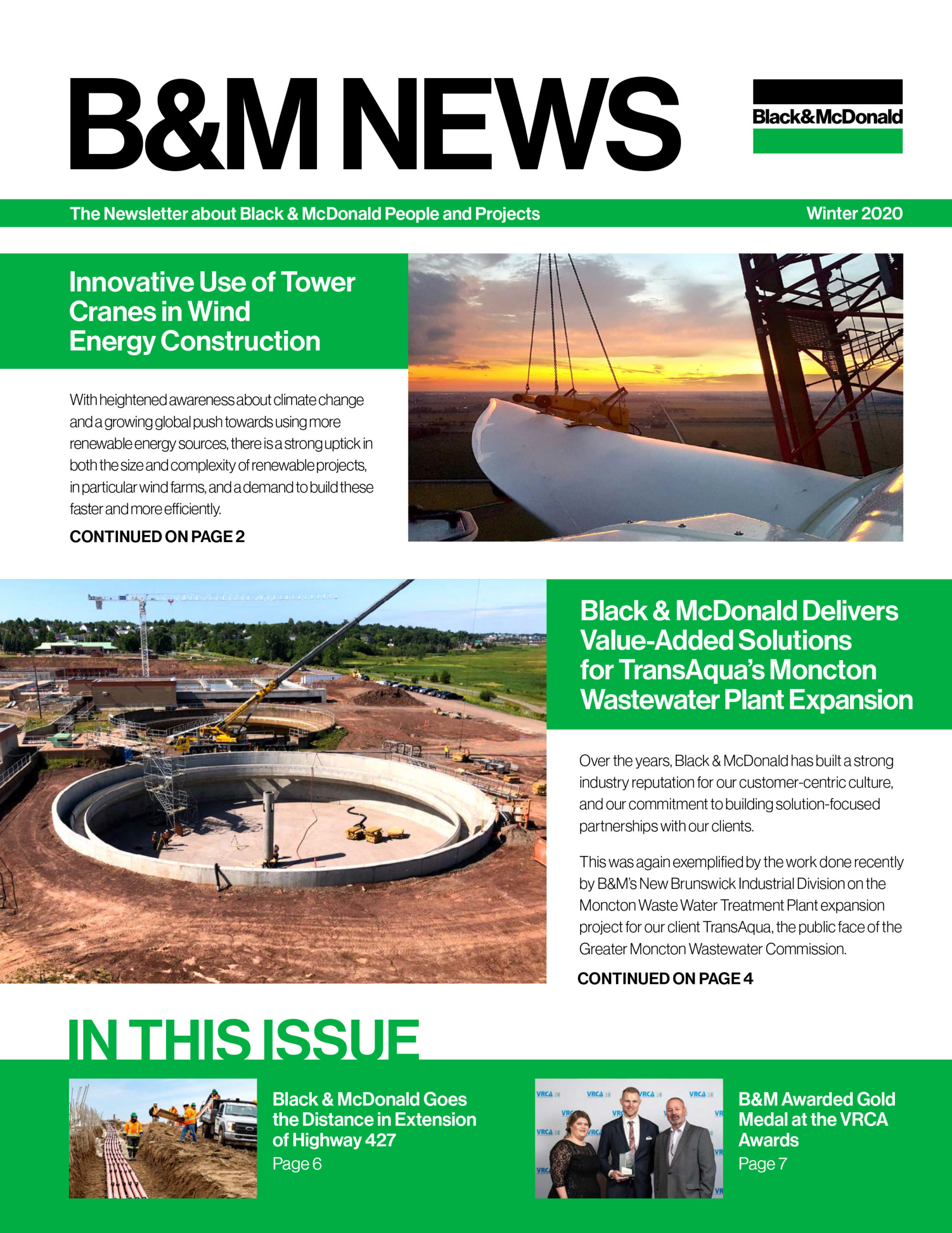 Black & McDonald's quarterly newsletter for winter 2020 in English