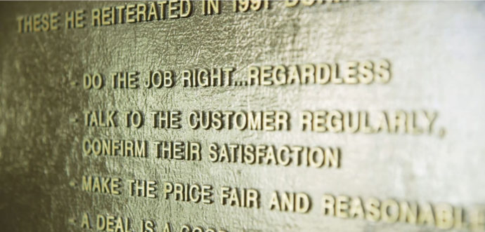 B&M founder's code of business plaque