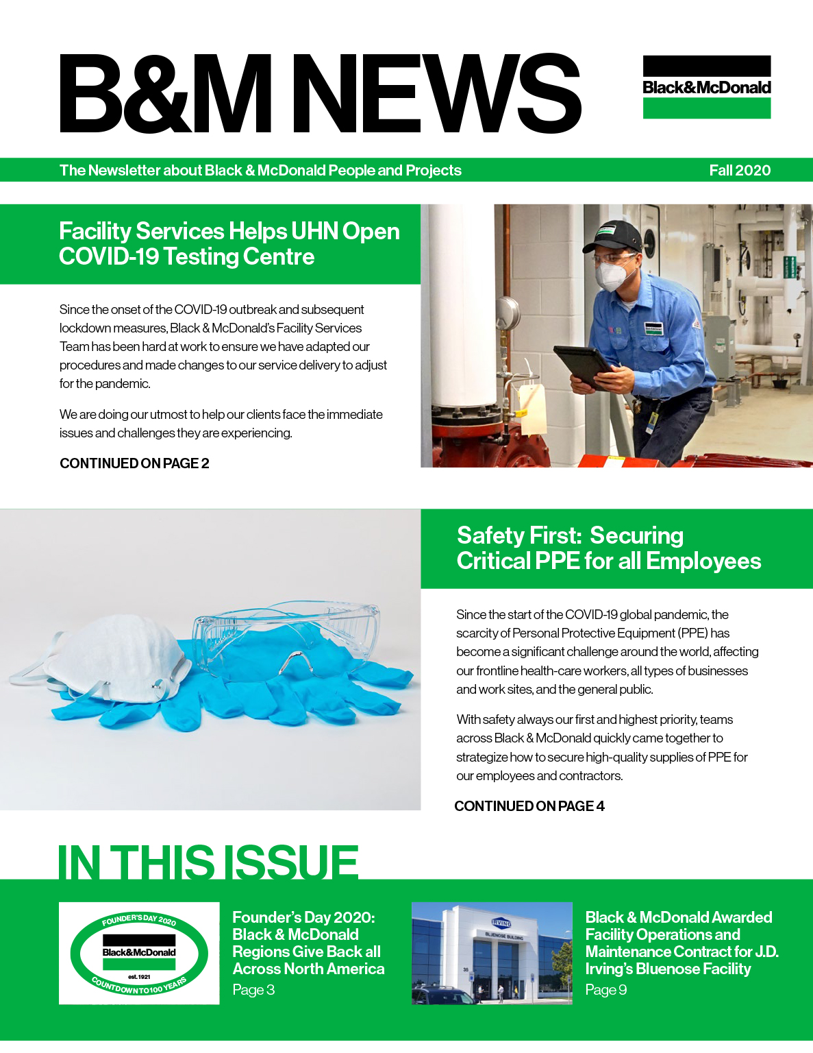 Black & McDonald's quarterly newsletter for fall 2020 in English