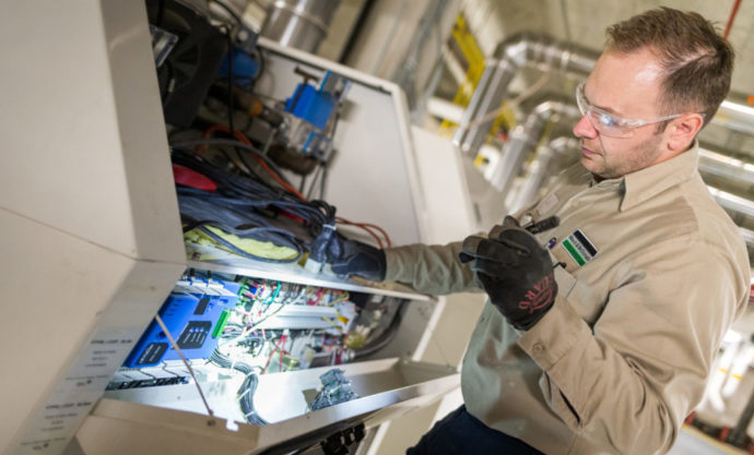 Electrical system inspected by a B&M facility service technician