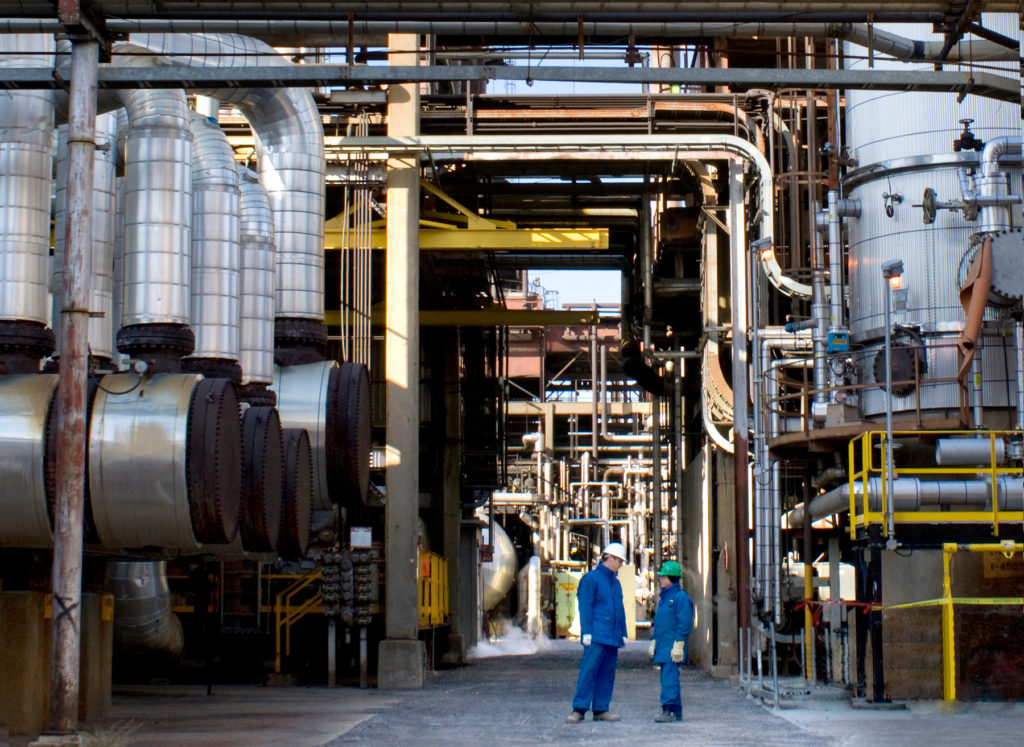 Black & McDonald tradesmen implementing a construction management project for a plant