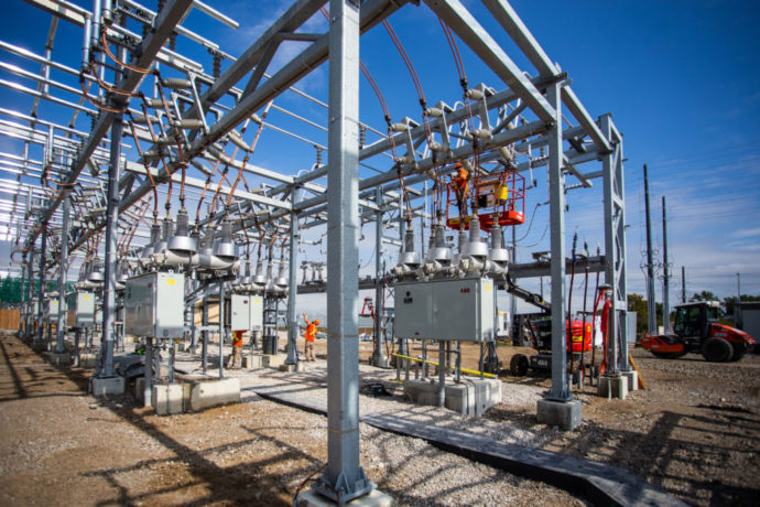 A team of B&M electrical technicians working on a construction of a high voltage substation