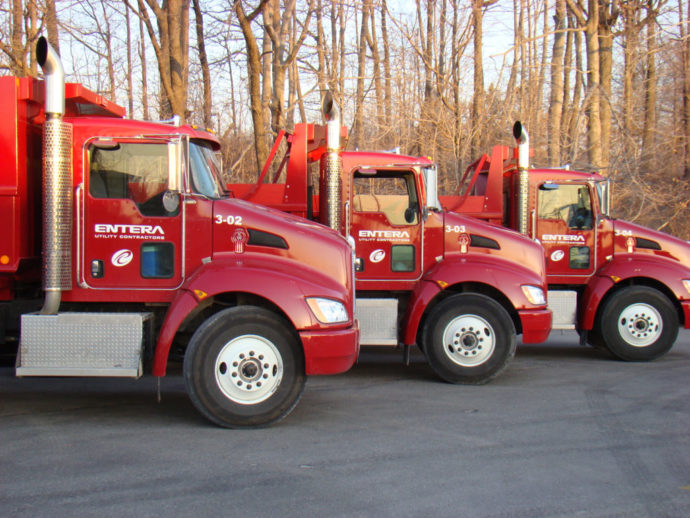 A fleet of service trucks from B&M's affiliate Entera Utility Contractors