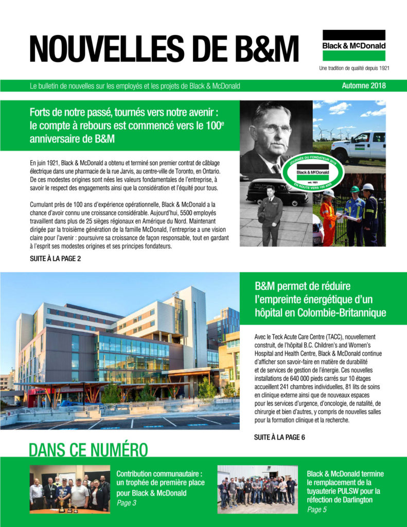 Nouvelles de B&M - Automne 2018